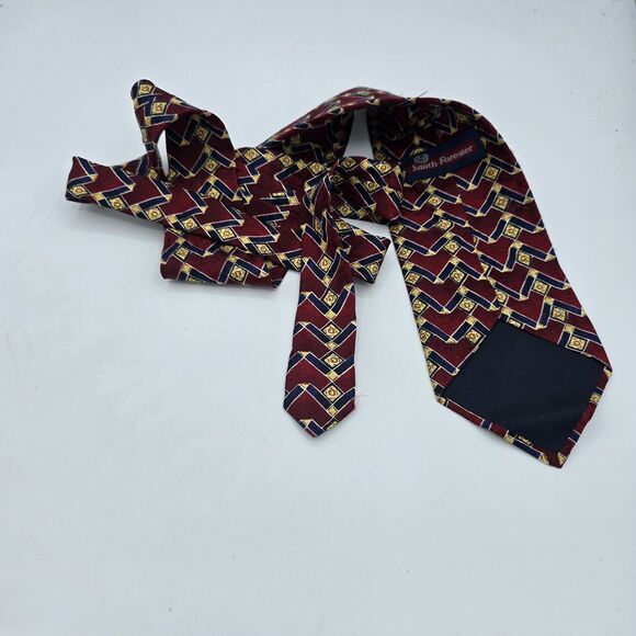 Vintage Smith Forester Red Yellow Blue 100% Silk Men’s NeckTie 58 X 4 Inches - Picture 3 of 6